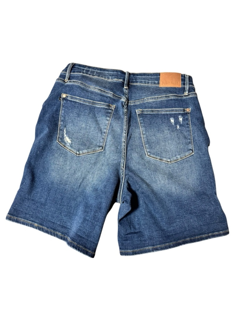 Judy Blue Medium Wash Distressed Denim Jean Shorts - Picture 2 of 6